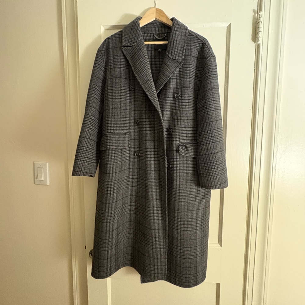 Banana Republic Grey Houndstooth Wool Blend Coat
